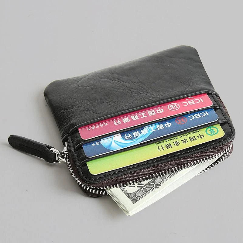Premium leather horizontal wallet in a retro style, made from first-layer cowhide for exceptional durability and quality