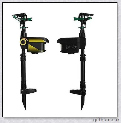 Garden Solar Scarecrow Motion Activated Water Animal Repellent Deterrent Sprinkler with adjustable spray coverage and flexible day/night detection