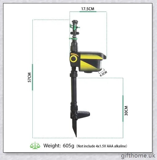Garden Solar Scarecrow Motion Activated Water Animal Repellent Deterrent Sprinkler with adjustable spray coverage and flexible day/night detection