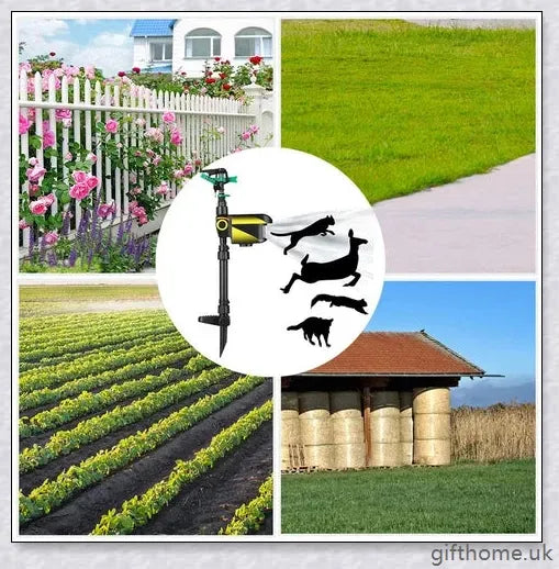 GiftHome UK Garden Solar Scarecrow Motion Activated Water Animal Repellent Deterrent Sprinkler