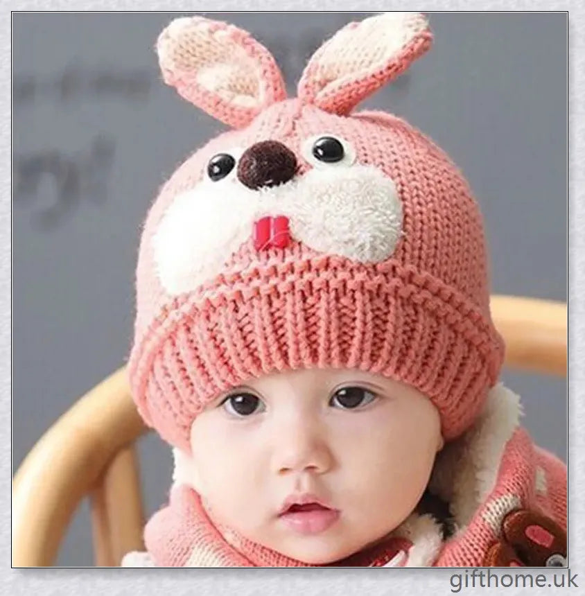 Soft, cosy baby woollen hat with a charming cartoon pattern design, perfect for keeping your little one warm during the cooler months.