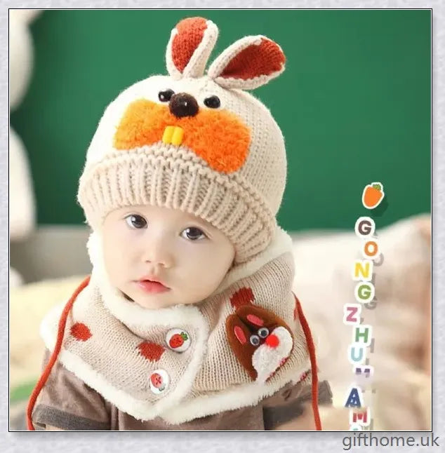 Soft, cosy baby woollen hat with a charming cartoon pattern design, perfect for keeping your little one warm during the cooler months.