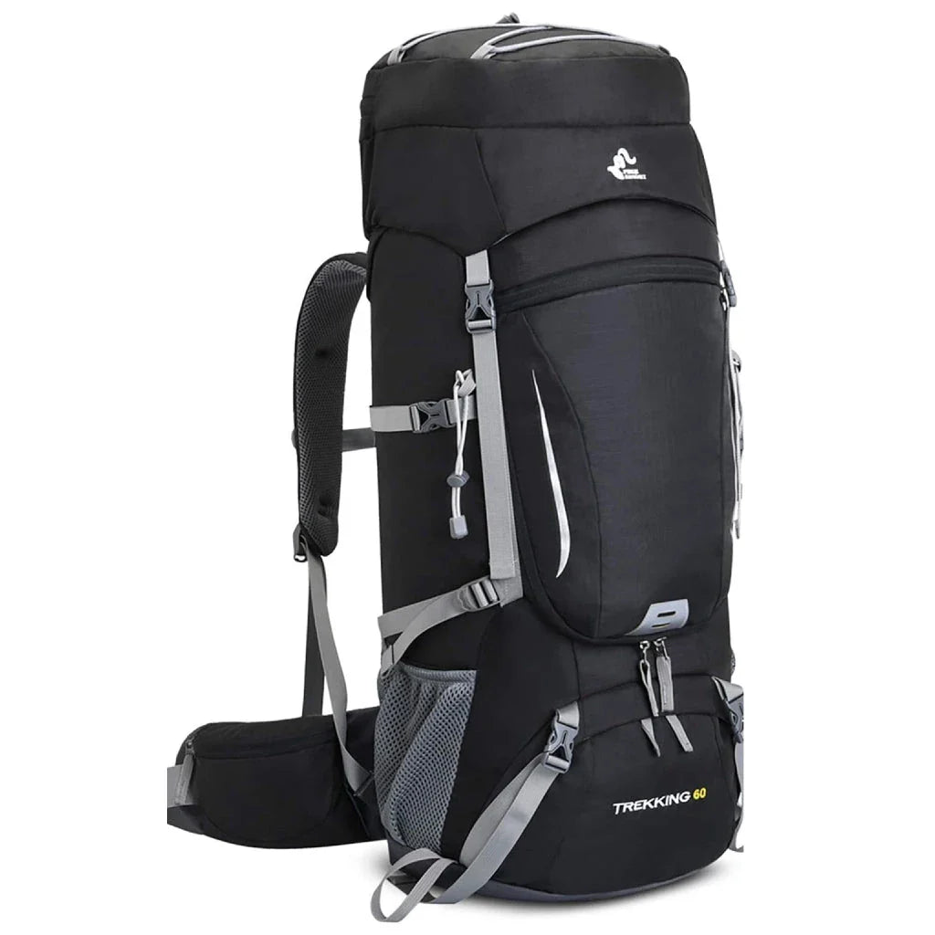 Men's 60L Large Capacity Waterproof Hiking Backpack with Padded Shoulder Straps and Multiple Compartments