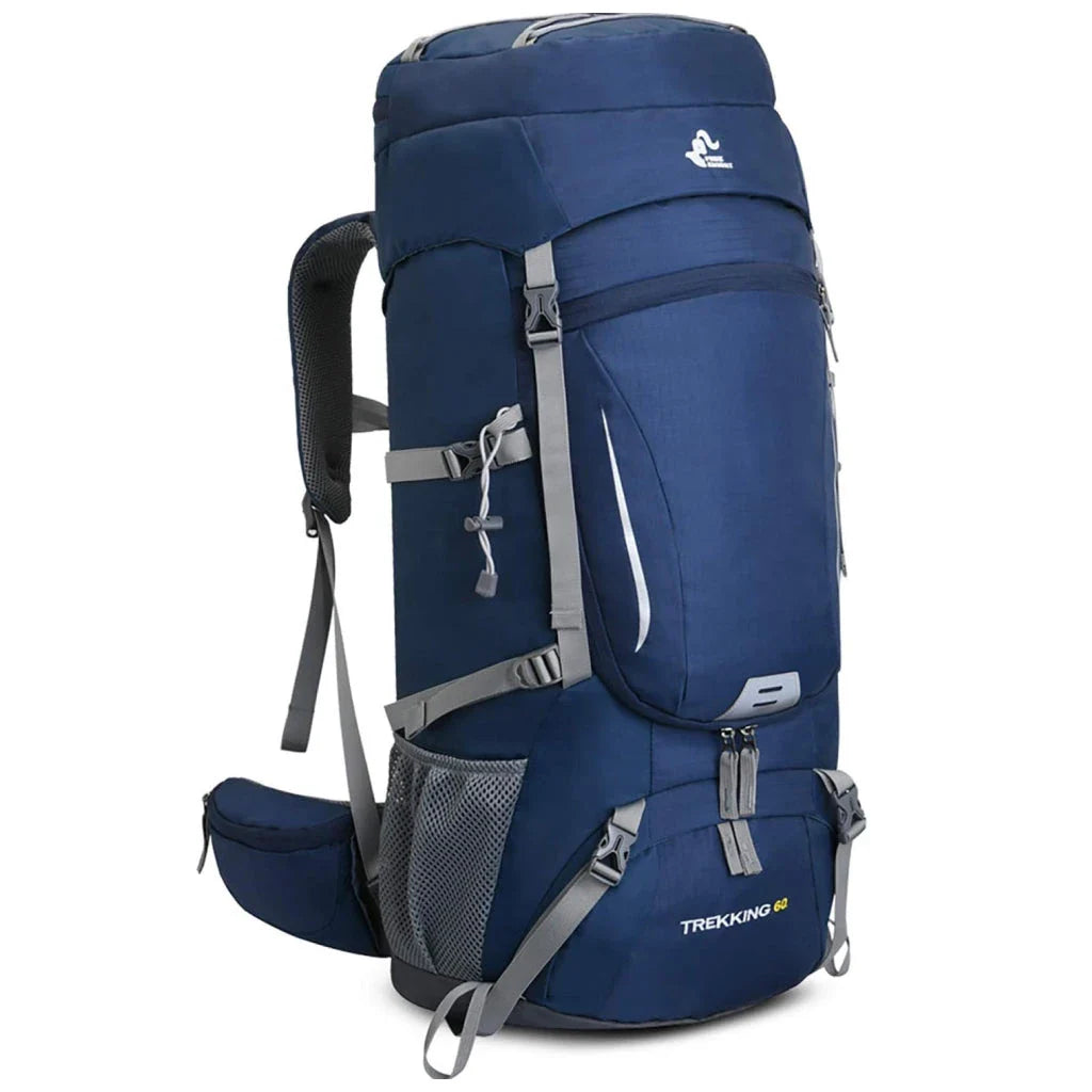 Men's 60L Large Capacity Waterproof Hiking Backpack with Padded Shoulder Straps and Multiple Compartments