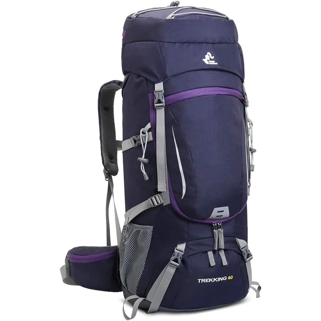 Men's 60L Large Capacity Waterproof Hiking Backpack with Padded Shoulder Straps and Multiple Compartments