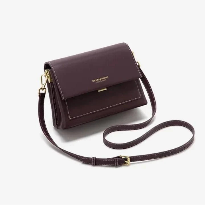 Elegant European-style leather crossbody bag for women in purple colour