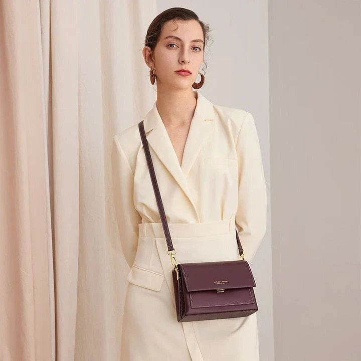 Elegant European-style leather crossbody bag for women in purple colour