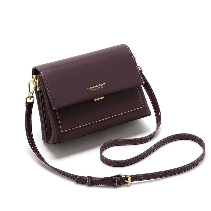 Elegant European-style leather crossbody bag for women in purple colour