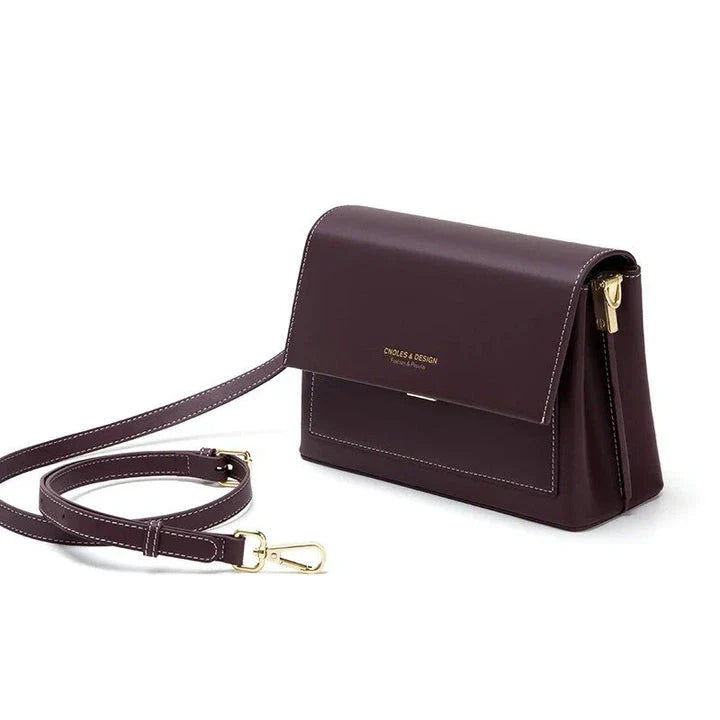 Elegant European-style leather crossbody bag for women in purple colour