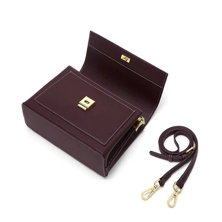 Elegant European-style leather crossbody bag for women in purple colour