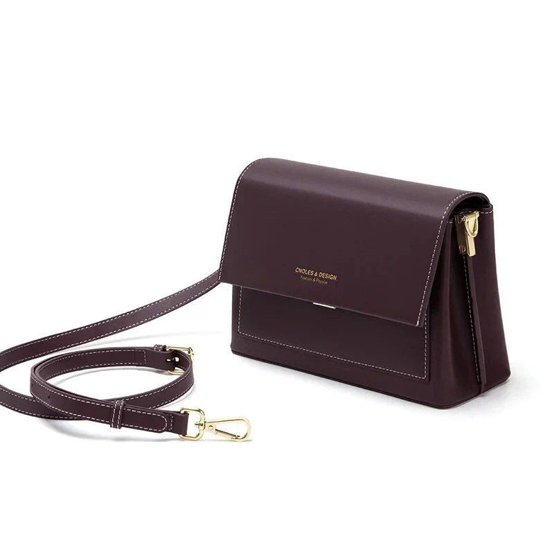 Elegant European-style leather crossbody bag for women in purple colour