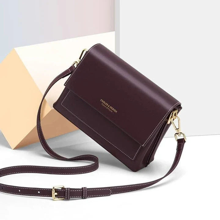 Elegant European-style leather crossbody bag for women in purple colour