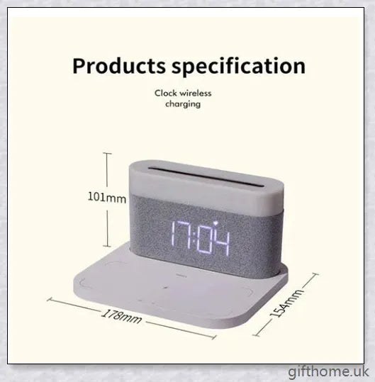 3 in 1 Wireless Charger Alarm Clock and Adjustable Night Light with Black and White colour options