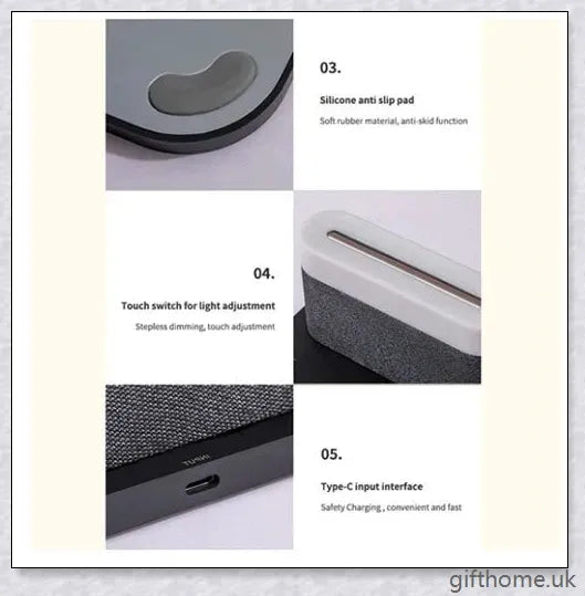 3 in 1 Wireless Charger Alarm Clock and Adjustable Night Light with Black and White colour options