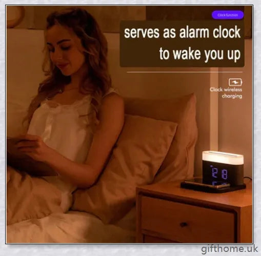 3 in 1 Wireless Charger Alarm Clock and Adjustable Night Light with Black and White colour options