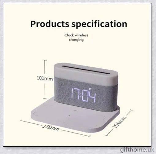 3 in 1 Wireless Charger Alarm Clock and Adjustable Night Light with Black and White colour options