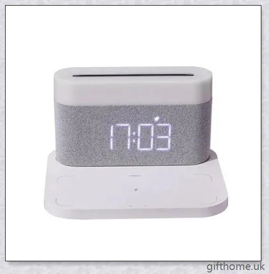 3 in 1 Wireless Charger Alarm Clock and Adjustable Night Light with Black and White colour options