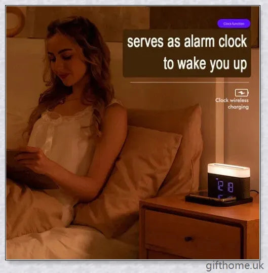 3 in 1 Wireless Charger Alarm Clock and Adjustable Night Light with Black and White colour options