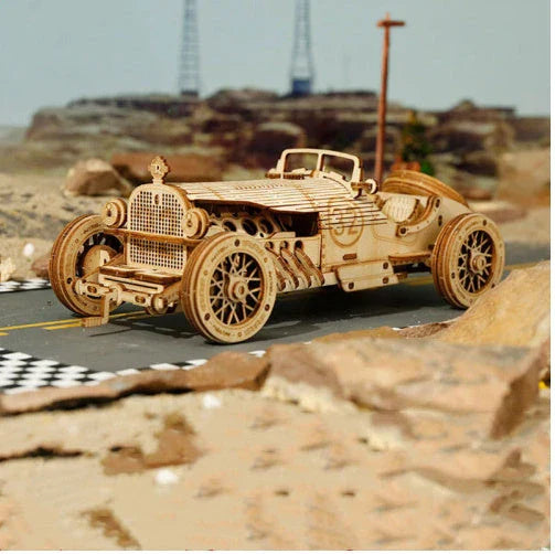 Premium wooden train model kit with detailed components and instructions for DIY assembly