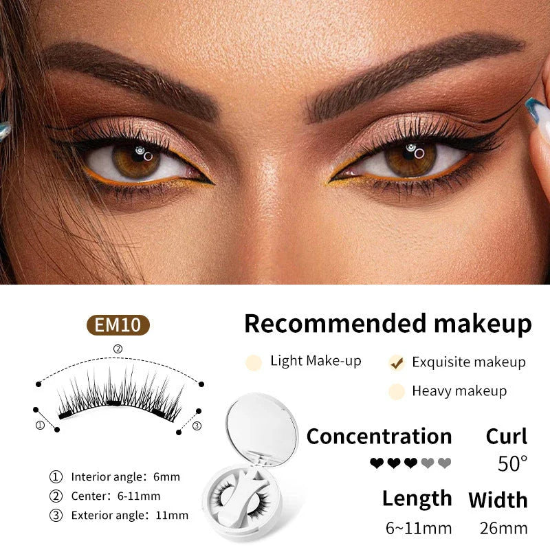 Magnetic false eyelashes with storage box, glue-free and natural-looking lash enhancement
