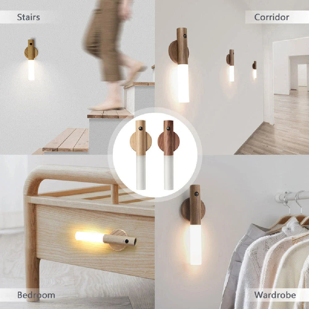 Cordless Magnetic LED Night Light with Motion Sensor for Hallways, Porches, and Cabinets