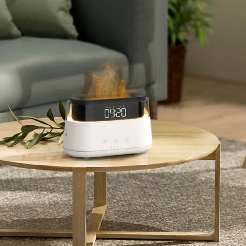 White Flame Humidifier with clock display and USB power