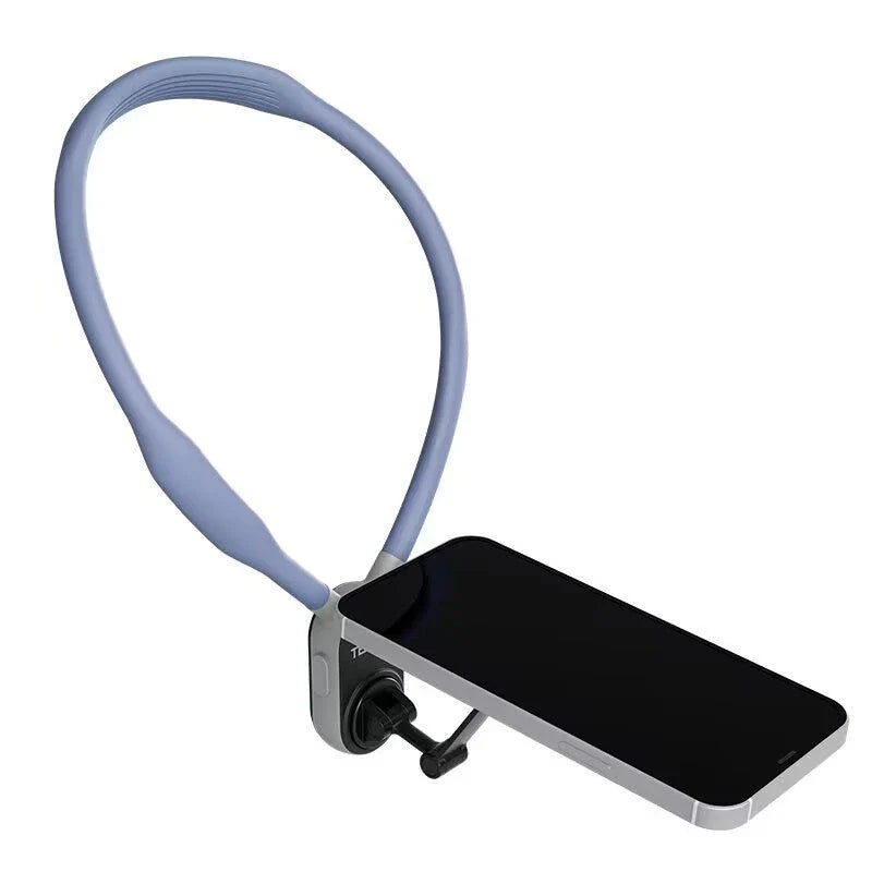 Hands-Free Magnetic Phone Mount for Neckwear with Silicone and Aluminum Construction, Secure Magnetic Suction, and Versatile Orientation Options