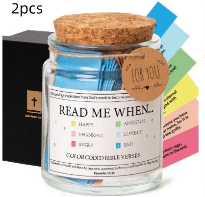 Bible Verses In A Jar with cartoon design, containing 90 verses for daily inspiration