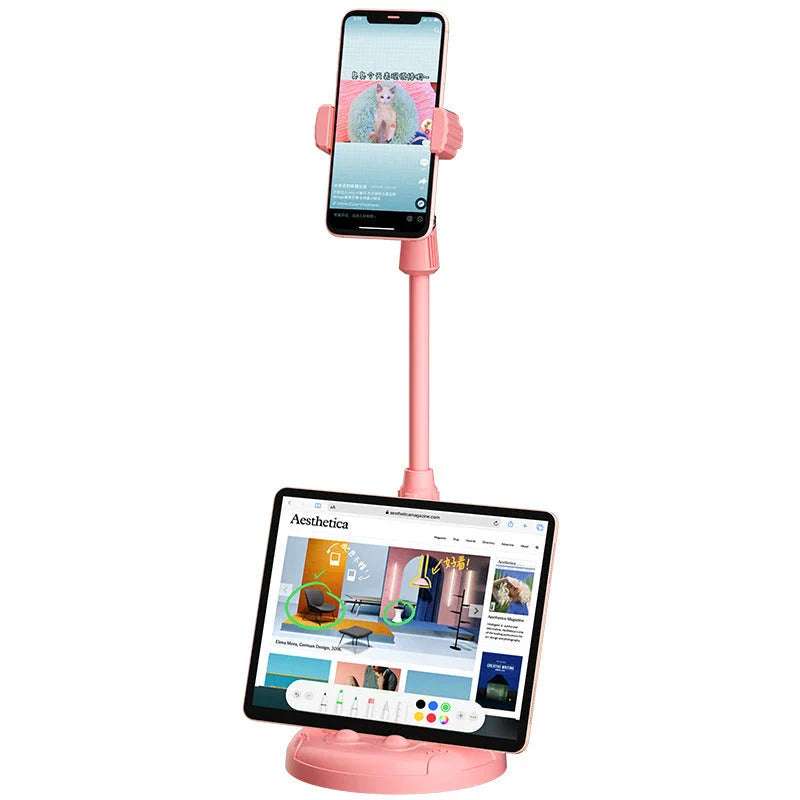 Telescopic phone holder with adjustable height, 360-degree rotation, and cat paw design for versatile mobile device support