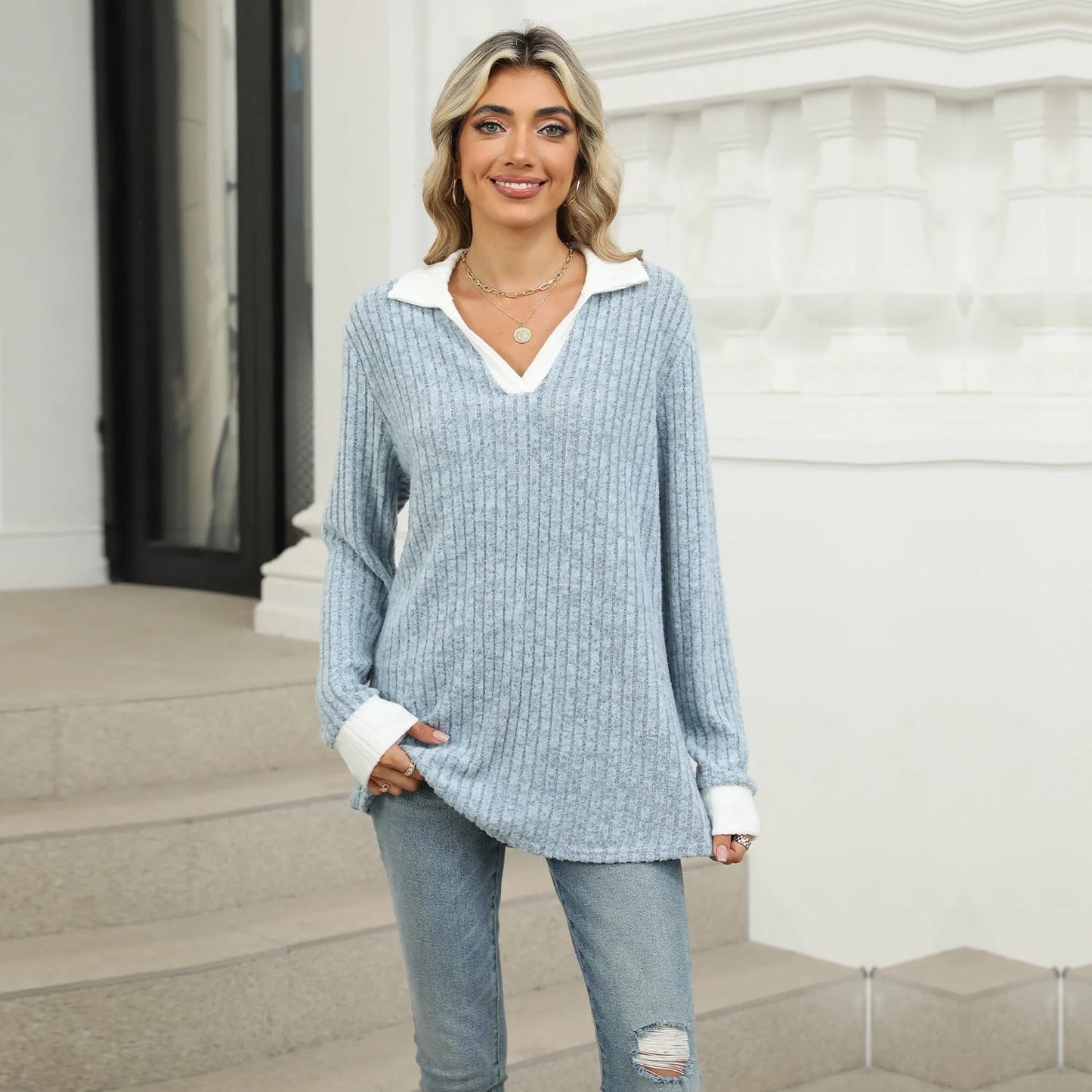 Stylish loose-fit long-sleeve tops for women in a variety of sophisticated colours, featuring premium Rayon fabric and relaxed silhouettes.