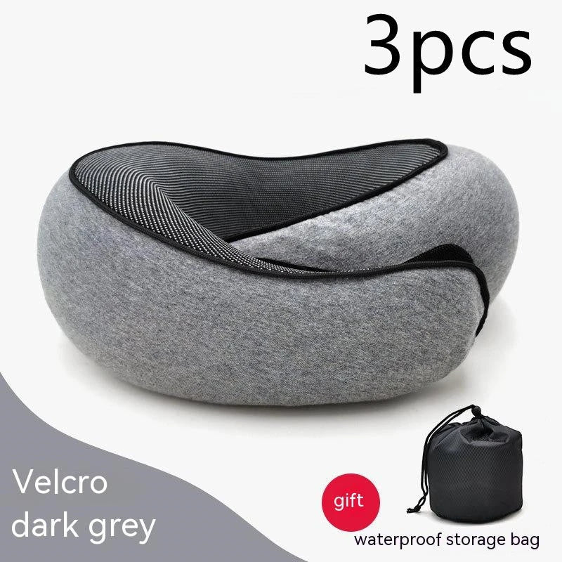 Comfortable memory foam travel neck pillow with U-shaped design for support and comfort during flights, road trips, and naps