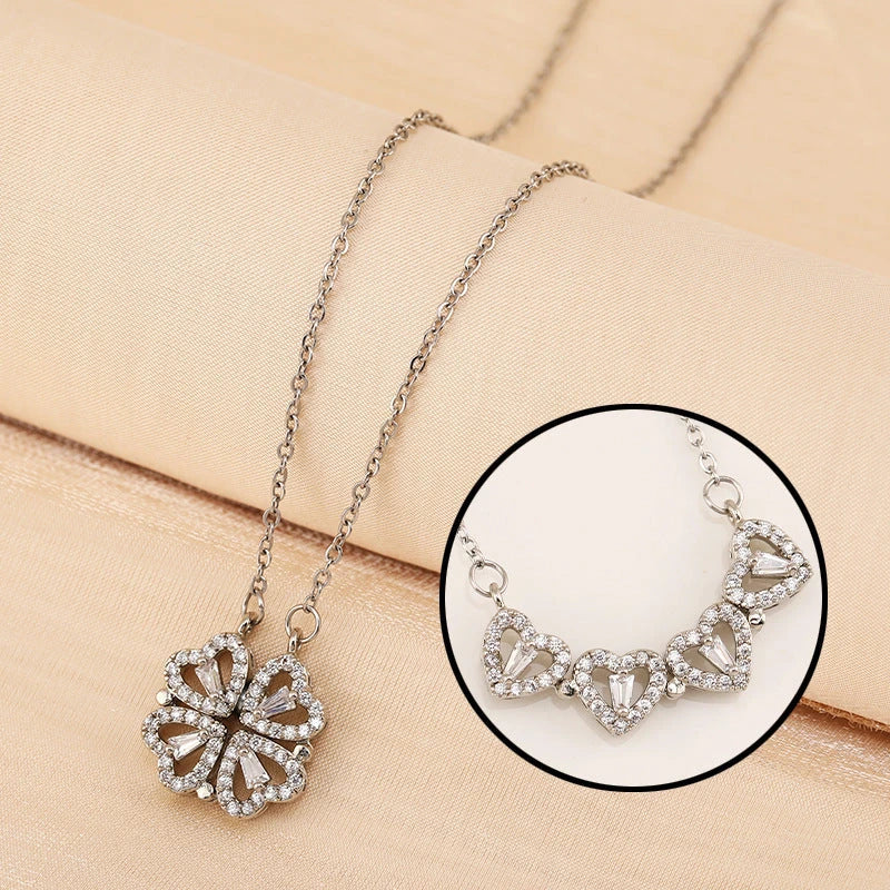 Exquisite four-leaf clover titanium steel necklace with elegant charm and non-fading luster