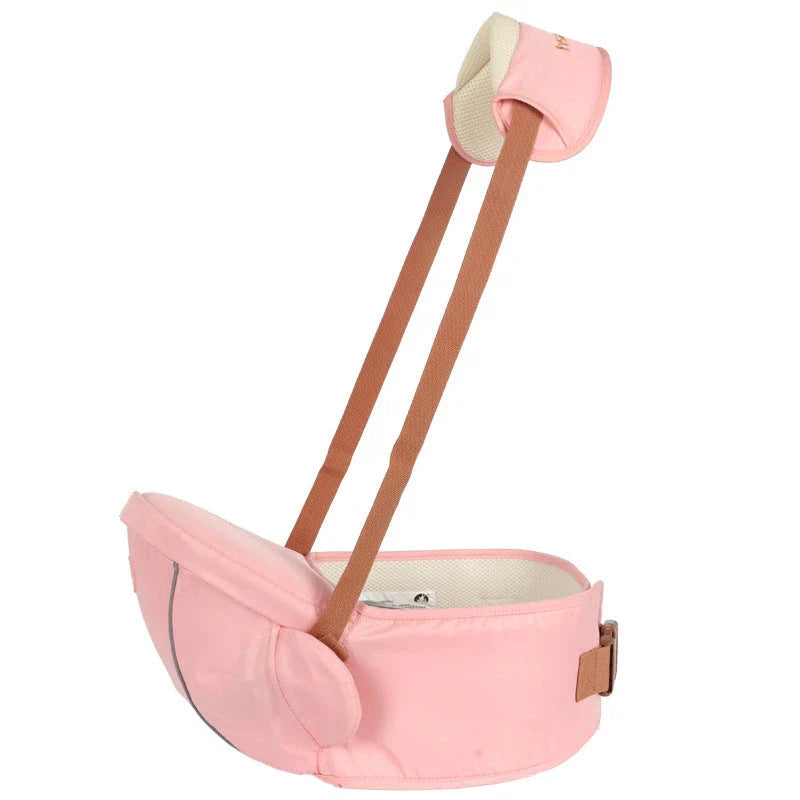 Versatile baby carrier with adjustable hip seat, offering hands-free support and multiple carrying positions for newborns to toddlers