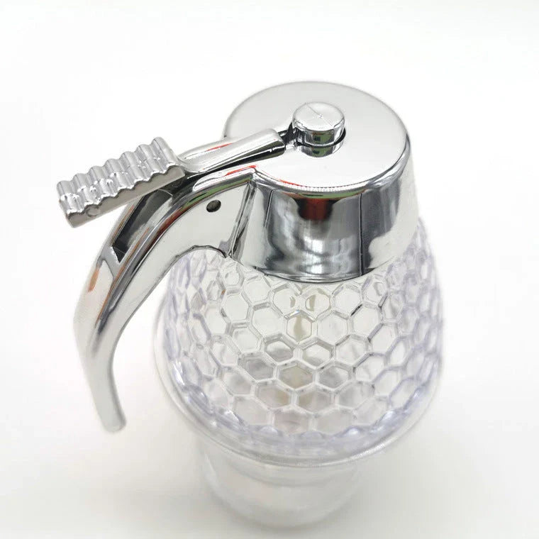 Premium acrylic honey dispenser with transparent body and precise spout for drip-free honey serving