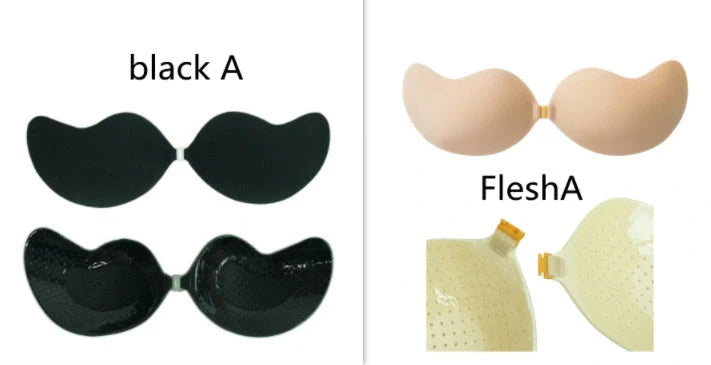 Lala Goddess Mango Cup deep V invisible bra in black and flesh colors