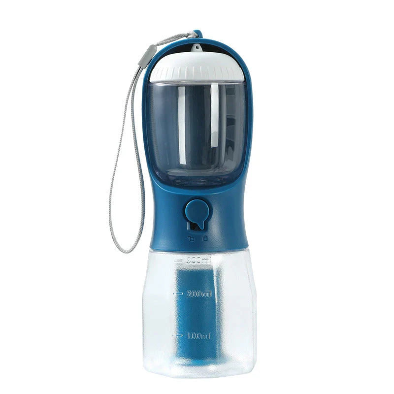 A 3-in-1 pet travel set featuring a water dispenser, food container, and waste bag holder in various color options