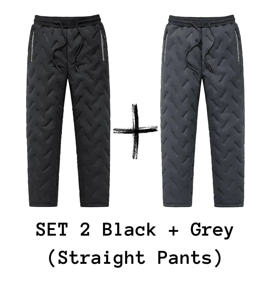 Men's winter velvet fleece jogging pants with zip pocket