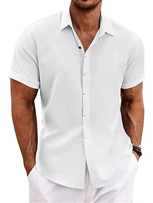 Men's stylish loose linen short-sleeved t-shirt in various colours