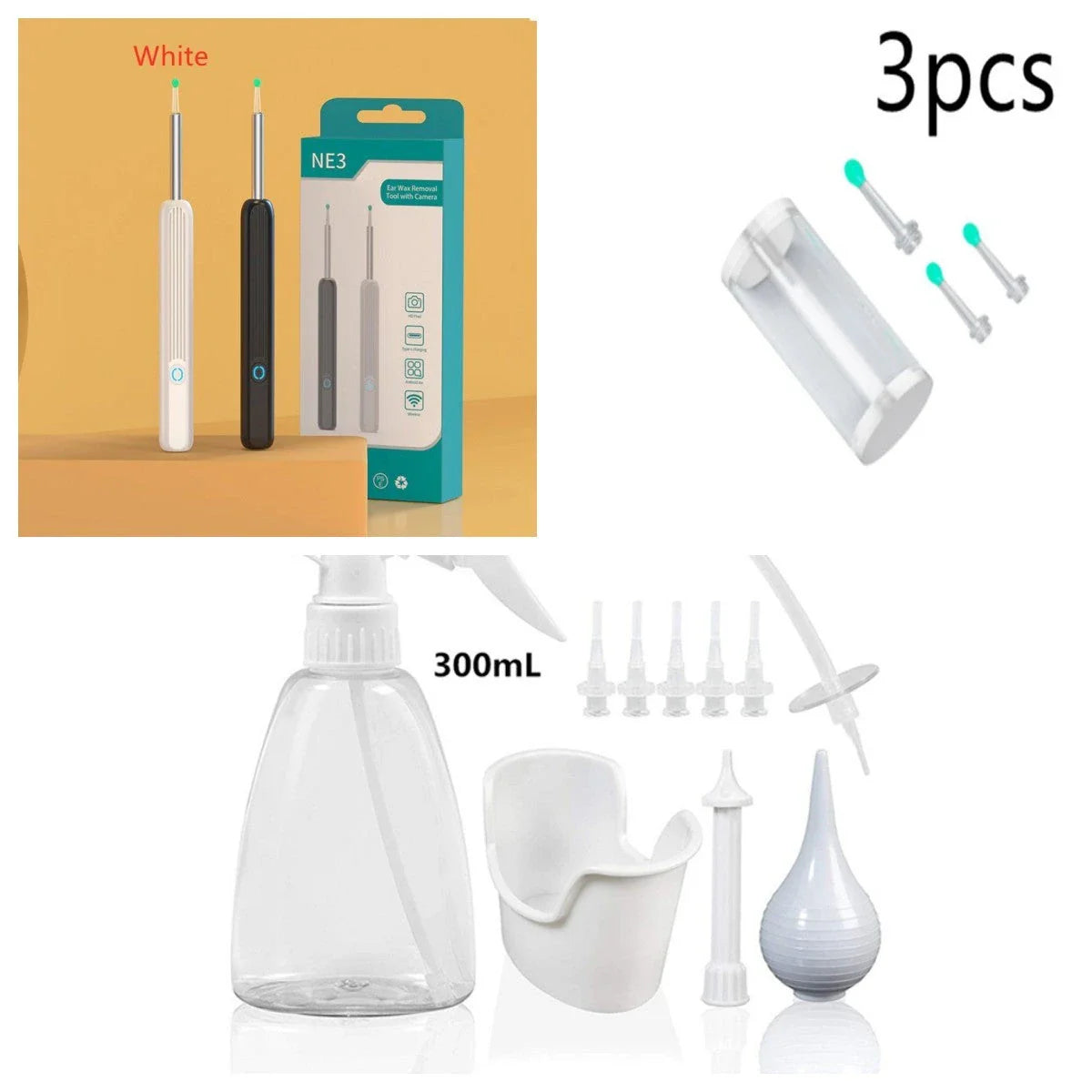 Wireless Otoscope Ear Wax Removal Tool with 360° HD Camera and LED Light for Comprehensive Ear Examination and Cleaning