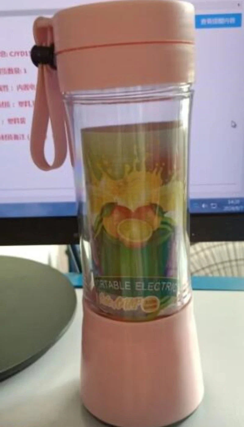 Portable smoothie blender with USB rechargeable battery, six-blade design, and automatic cleaning function for on-the-go healthy nutrition.