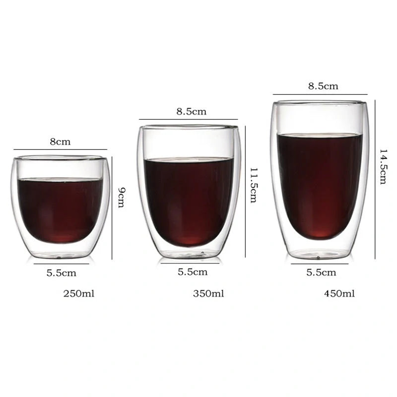 Egg-shaped double-layer insulated glass cup for hot and cold beverages