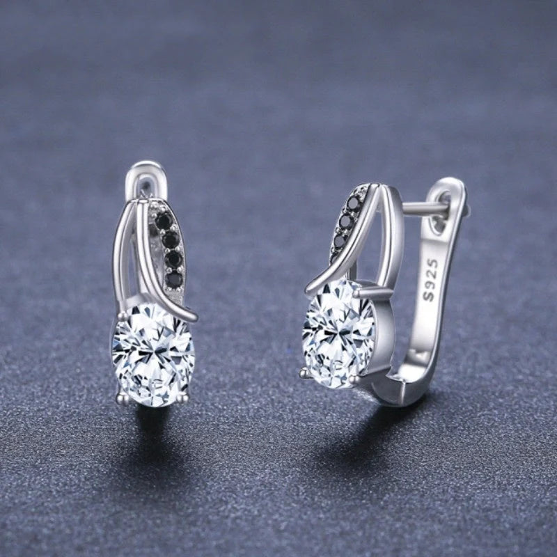 Stylish zircon rhinestone stud earrings in a classic copper finish