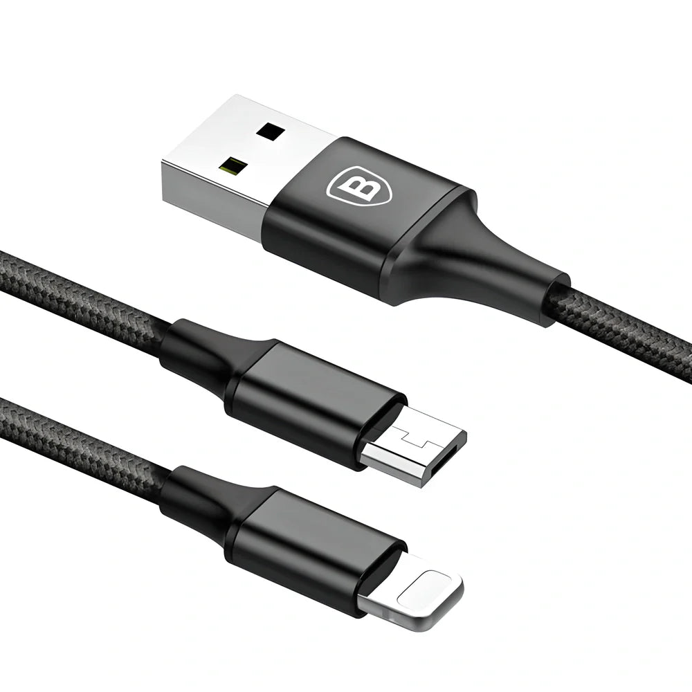 3-in-1 Rapid-Charge Cable with Type-C, Micro-USB and Lightning Connectors