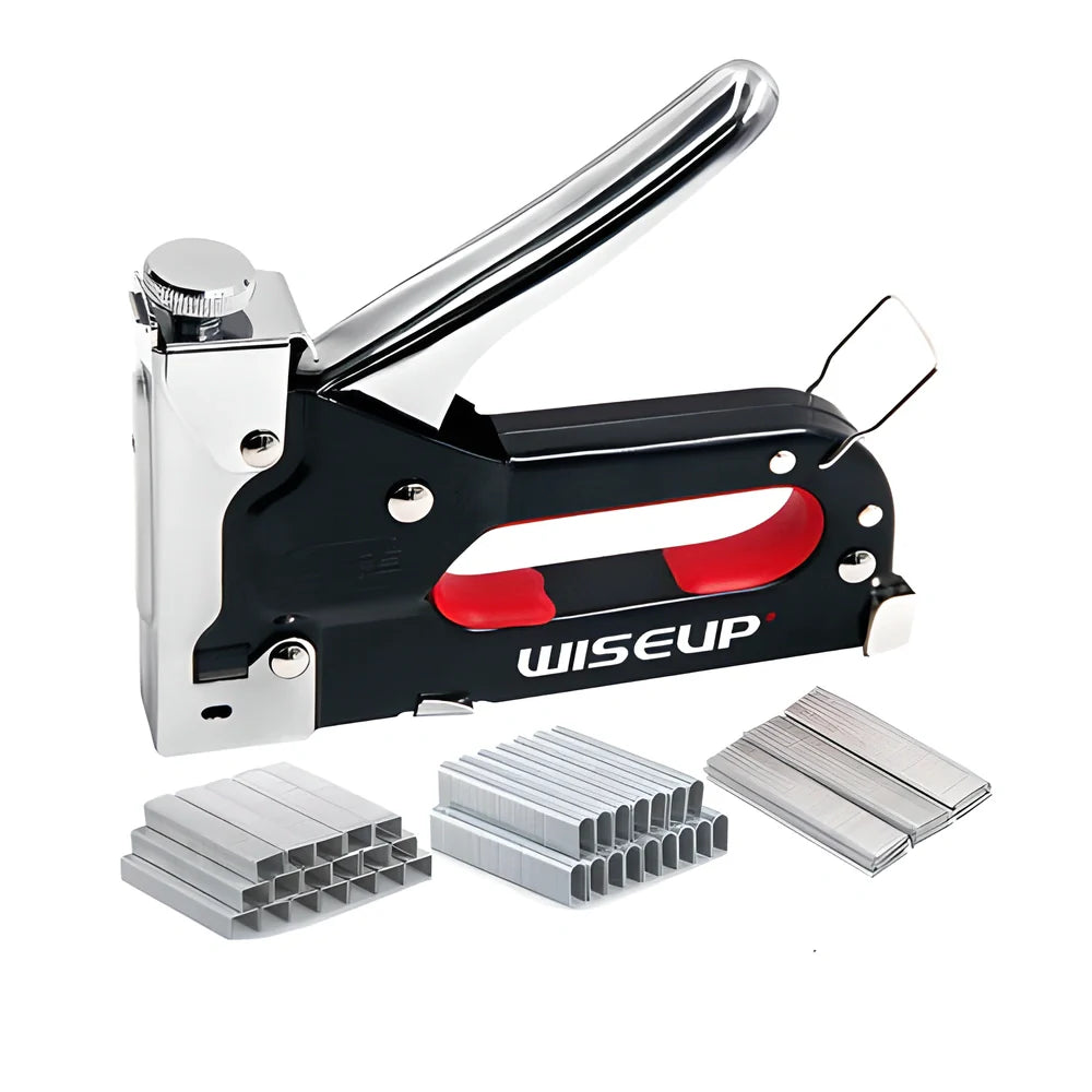 Heavy-duty 3-in-1 stapler gun with adjustable pressure, comfortable grip, and 600 staples for versatile DIY and home improvement projects