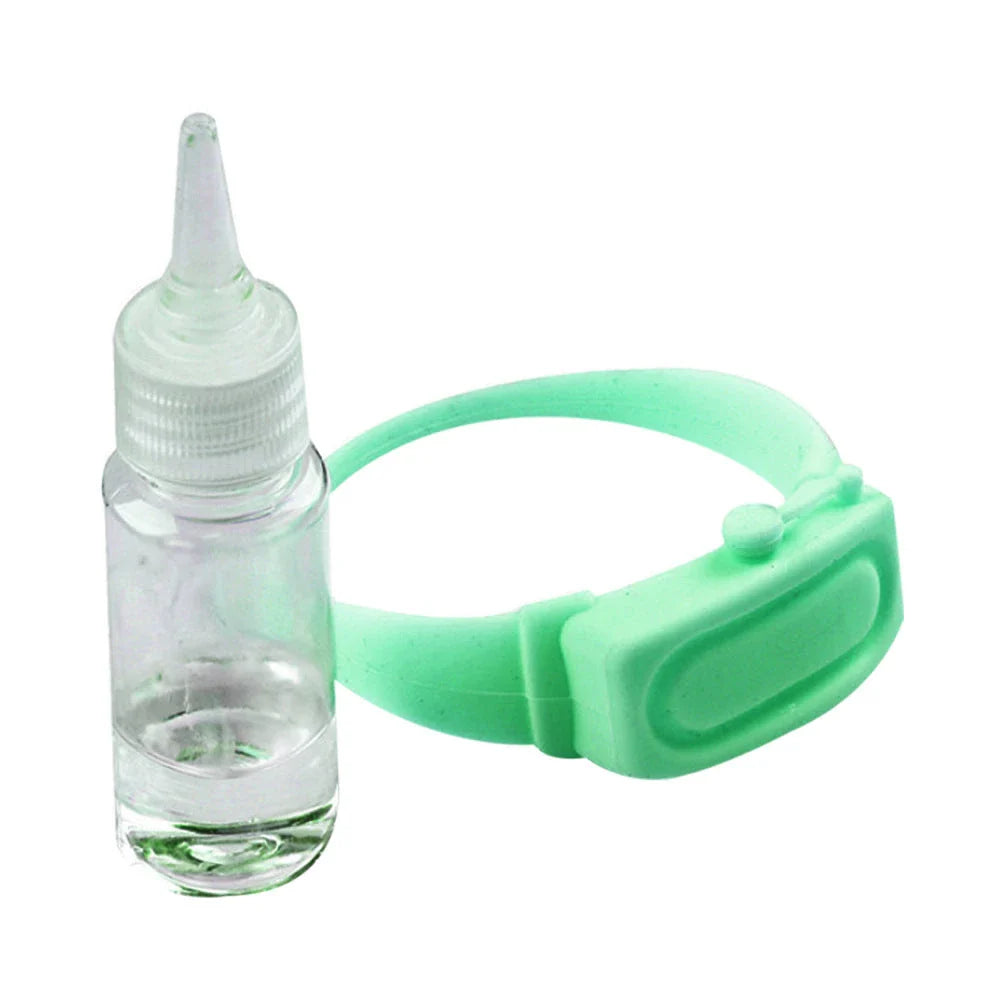 Premium wearable hand sanitiser dispenser bracelet in various colours, made with durable silicone TPU material