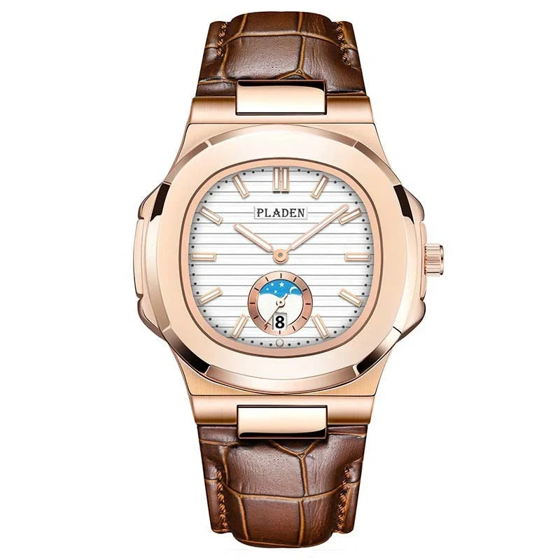 Premium Waterproof Quartz Watch with stainless steel case, mineral glass face, and quartz movement for reliable timekeeping