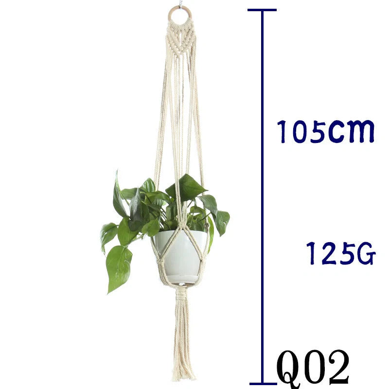 Stylish hanging cotton rope plant holder for indoor and outdoor decoration