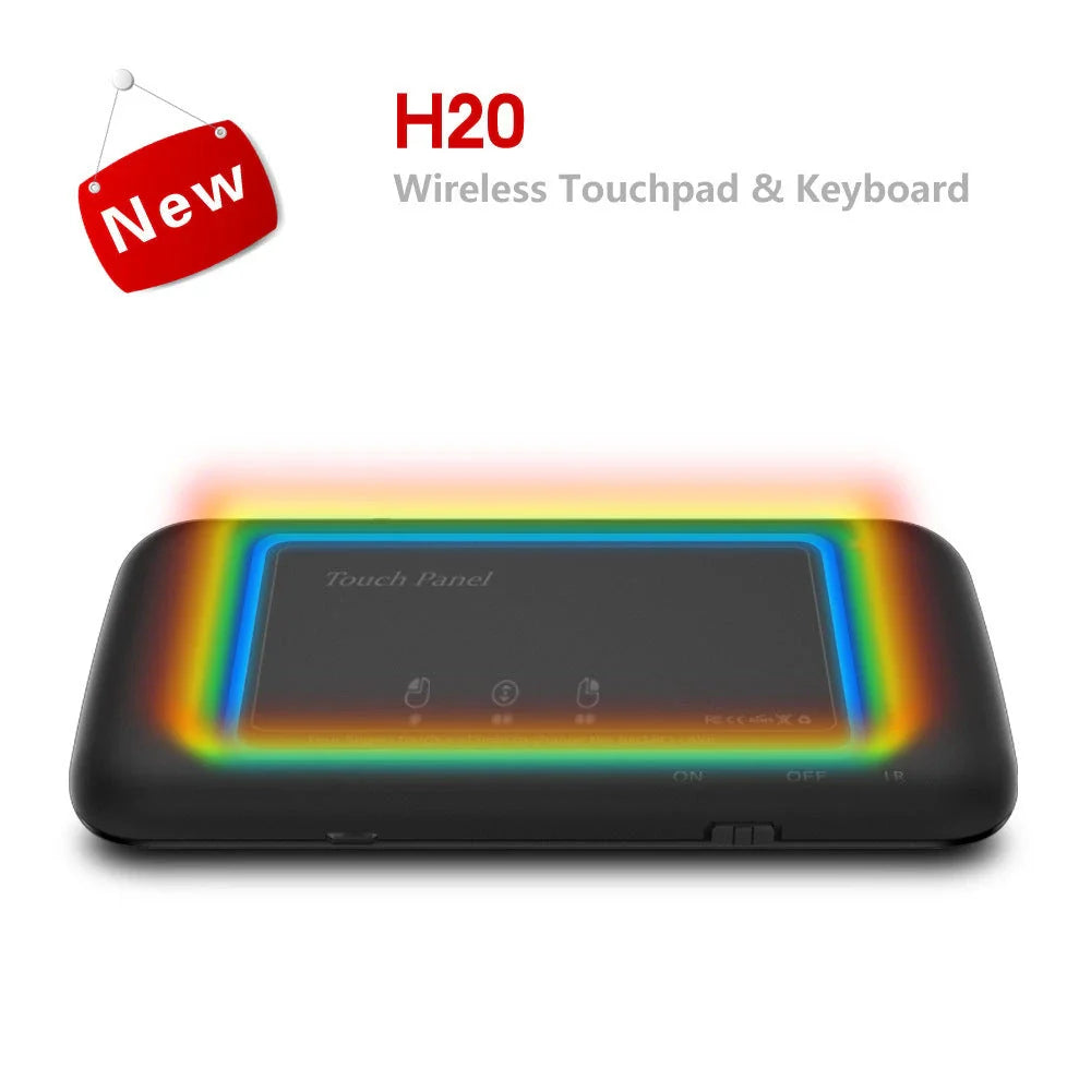 H20 Wireless Keyboard with Air Mouse Control, Backlit Keys, and Touchpad Panel