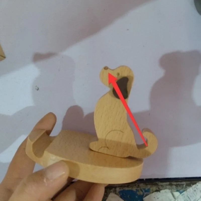 Custom beech wood lazy phone holder with personal lettering for desk organisation