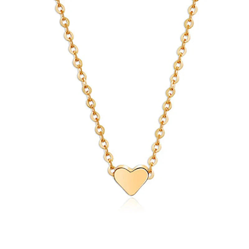 Elegant gold-tone double-sided love pendant necklace with a sleek clavicle chain design
